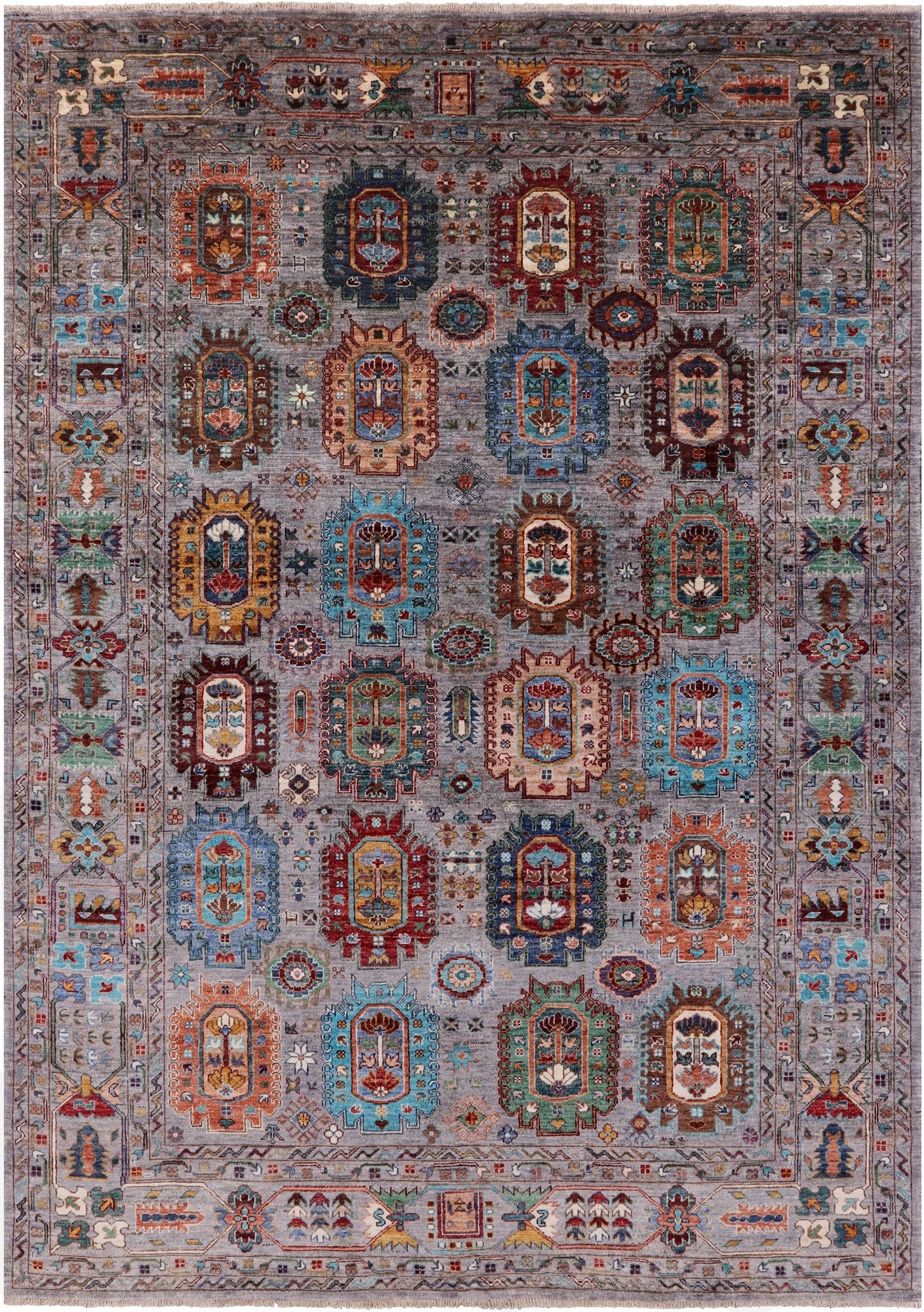 Turkmen Ersari Hand Knotted Wool Rug - 6' 8" X 9' 5" - Golden Nile