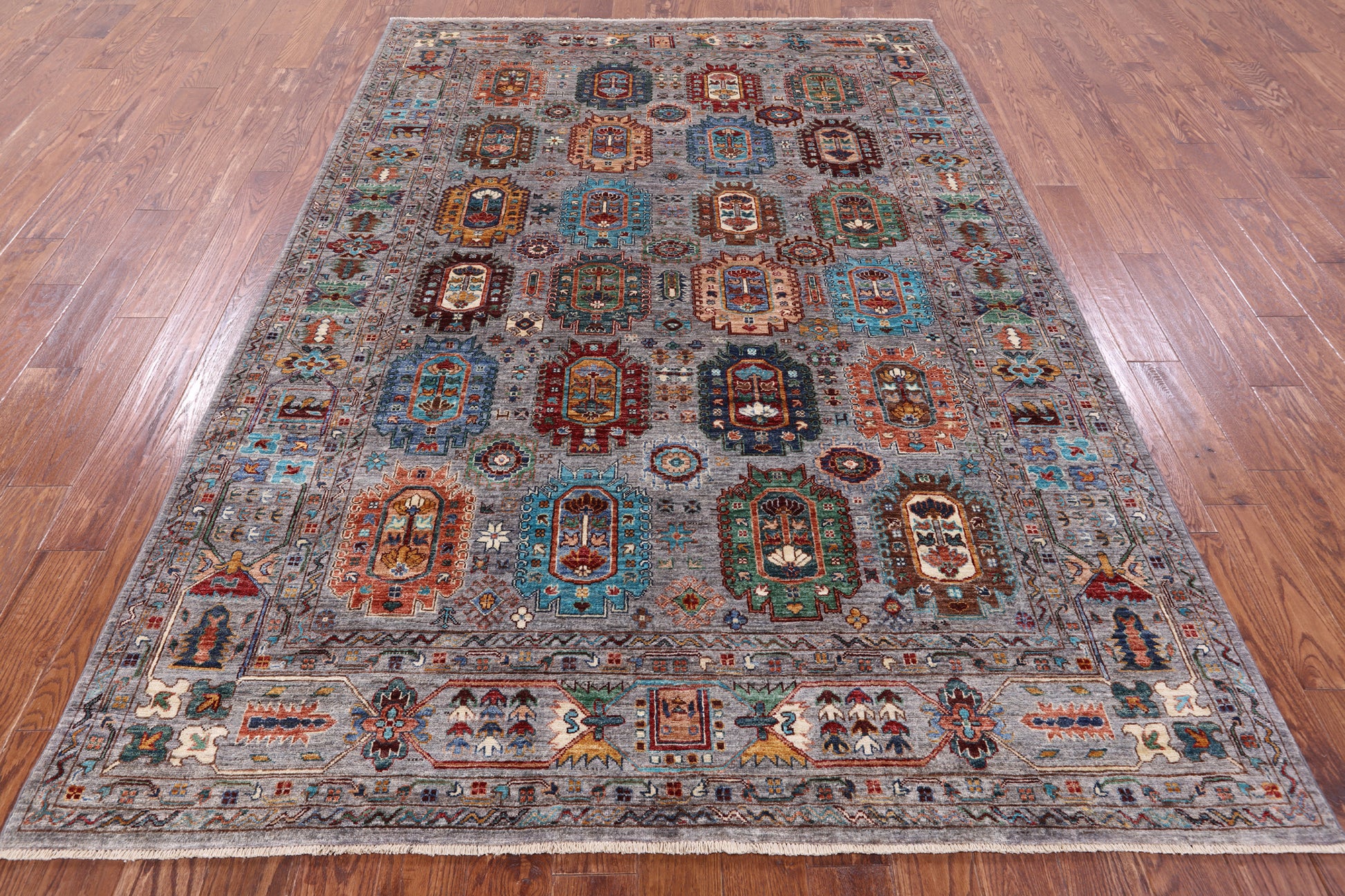 Turkmen Ersari Hand Knotted Wool Rug - 6' 8" X 9' 5" - Golden Nile