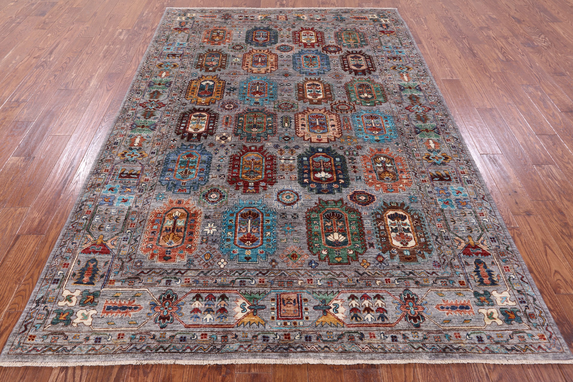 Turkmen Ersari Hand Knotted Wool Rug - 6' 8" X 9' 5" - Golden Nile