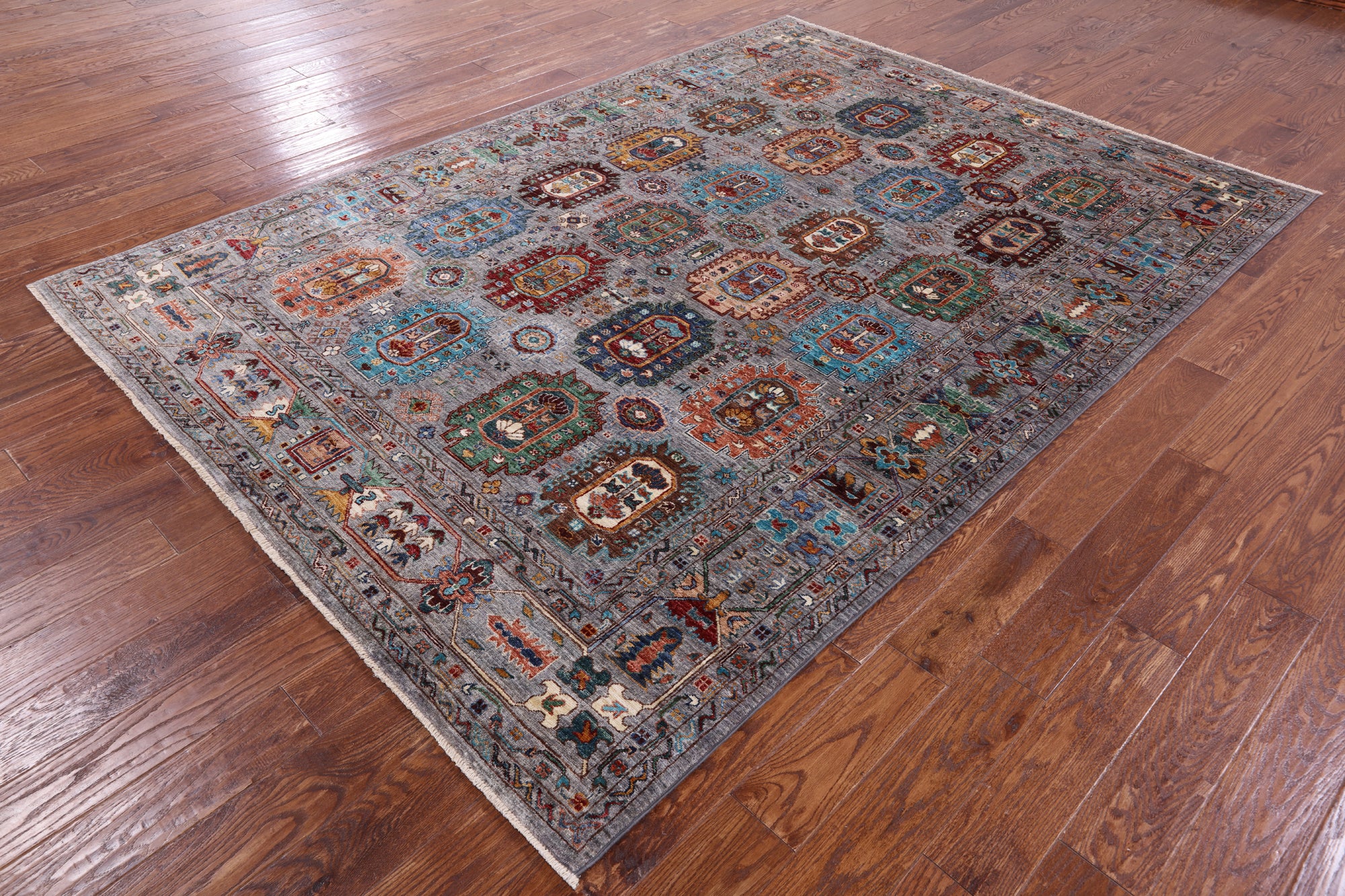 Turkmen Ersari Hand Knotted Wool Rug - 6' 8" X 9' 5" - Golden Nile