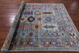 Blue Turkmen Ersari Hand Knotted Wool Rug - 6' 9" X 9' 9" - Golden Nile