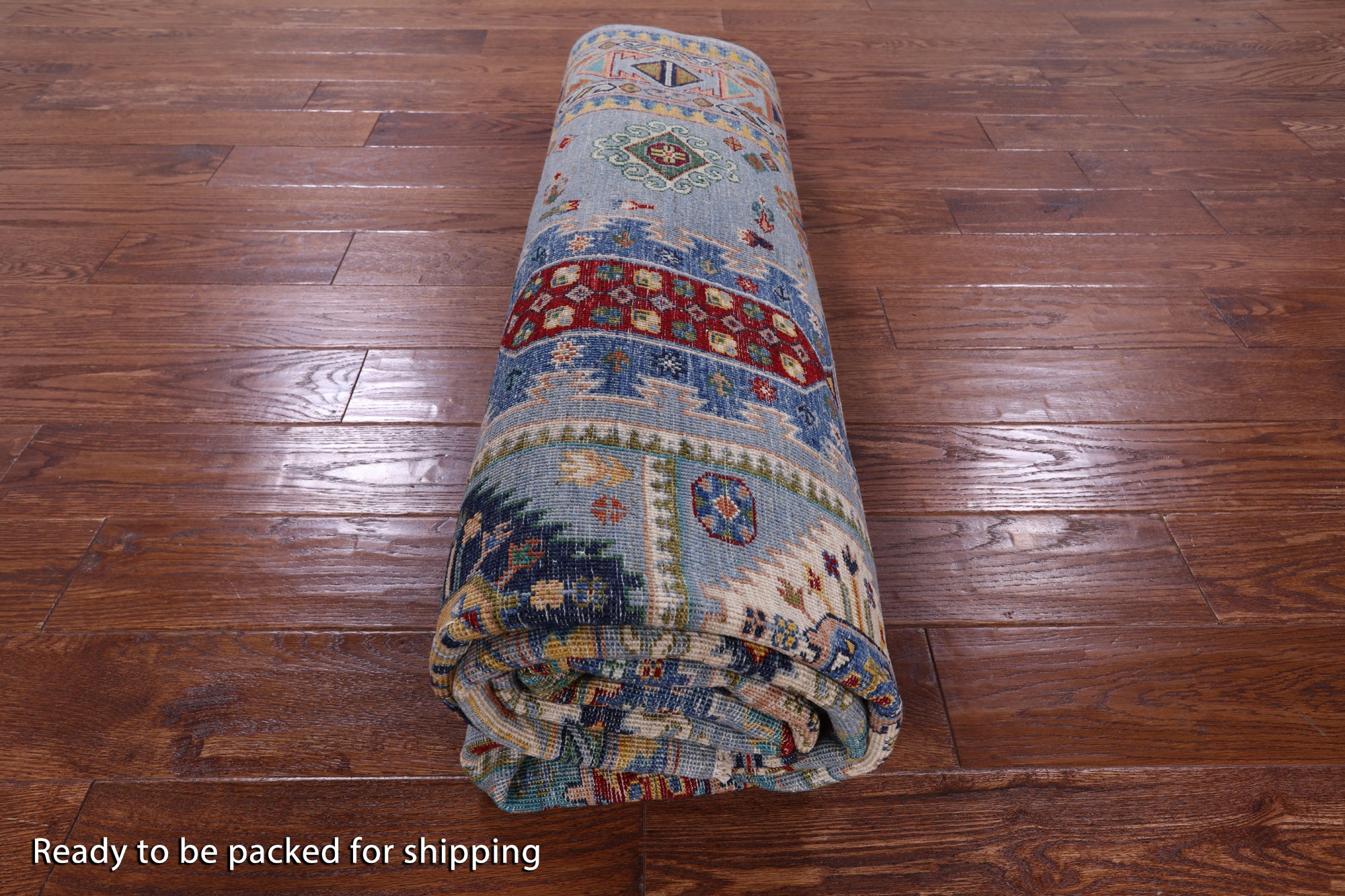 Blue Turkmen Ersari Hand Knotted Wool Rug - 6' 9" X 9' 9" - Golden Nile