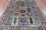 Blue Turkmen Ersari Hand Knotted Wool Rug - 6' 9" X 9' 9" - Golden Nile