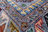 Blue Turkmen Ersari Hand Knotted Wool Rug - 6' 9" X 9' 9" - Golden Nile