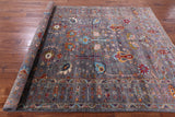 Grey Peshawar Hand Knotted Wool Rug - 5' 10" X 7' 8" - Golden Nile