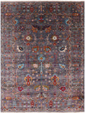 Grey Peshawar Hand Knotted Wool Rug - 5' 10" X 7' 8" - Golden Nile