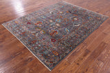 Grey Peshawar Hand Knotted Wool Rug - 5' 10" X 7' 8" - Golden Nile