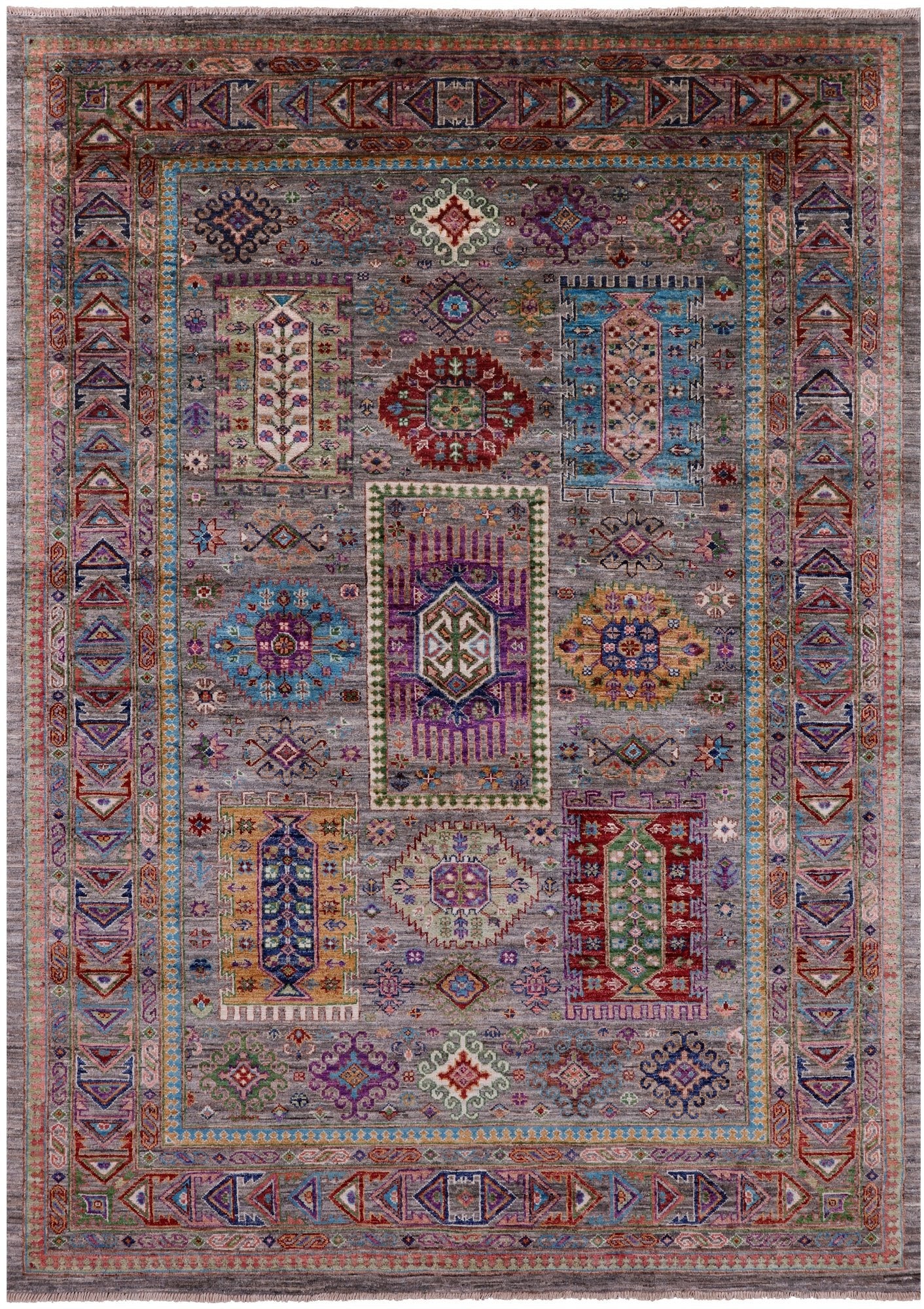 Turkmen Ersari Hand Knotted Wool Rug - 5' 9" X 8' 0" - Golden Nile