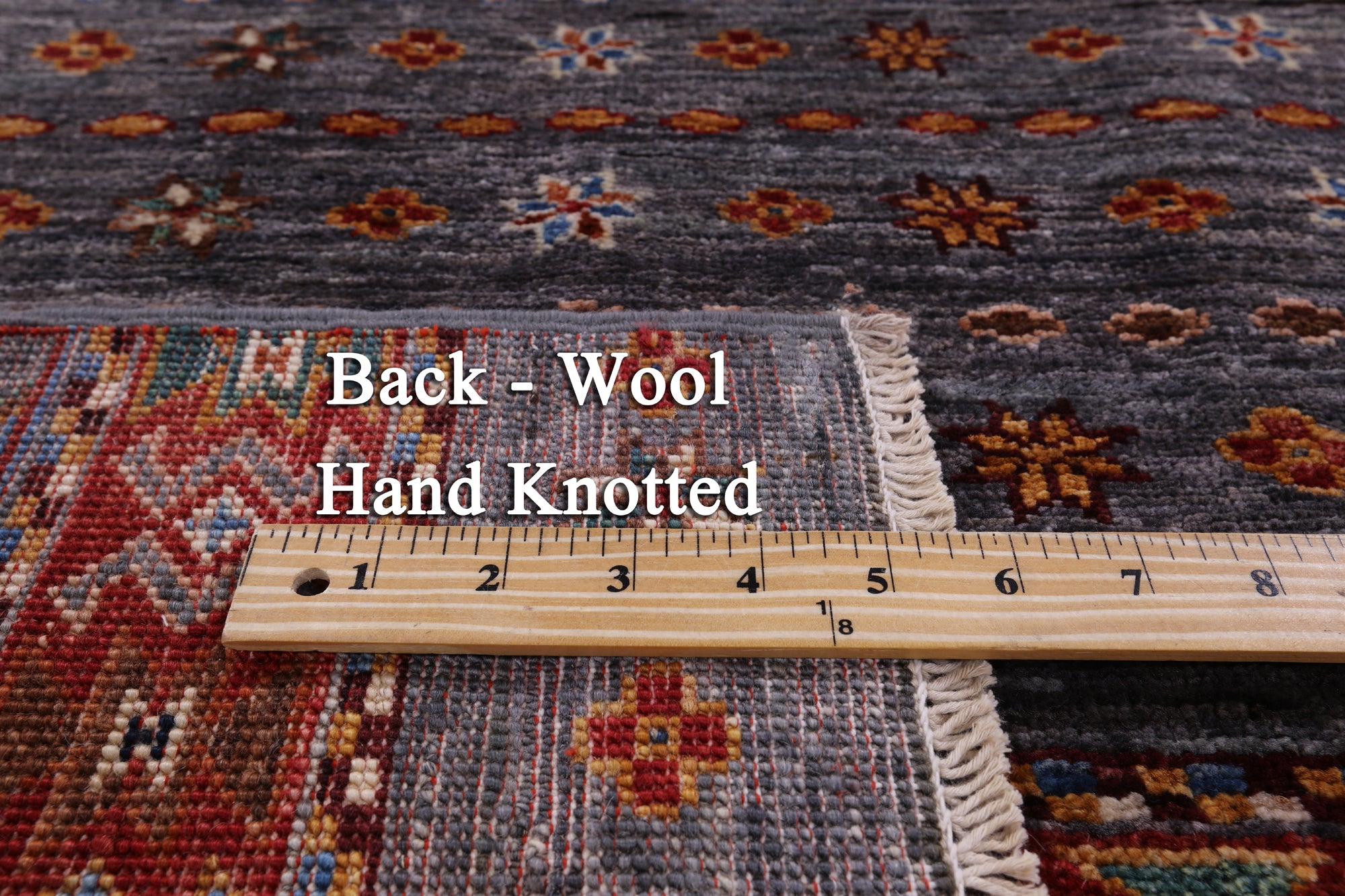 Grey Khorjin Persian Gabbeh Handmade Wool Rug - 4' 2" X 5' 11" - Golden Nile