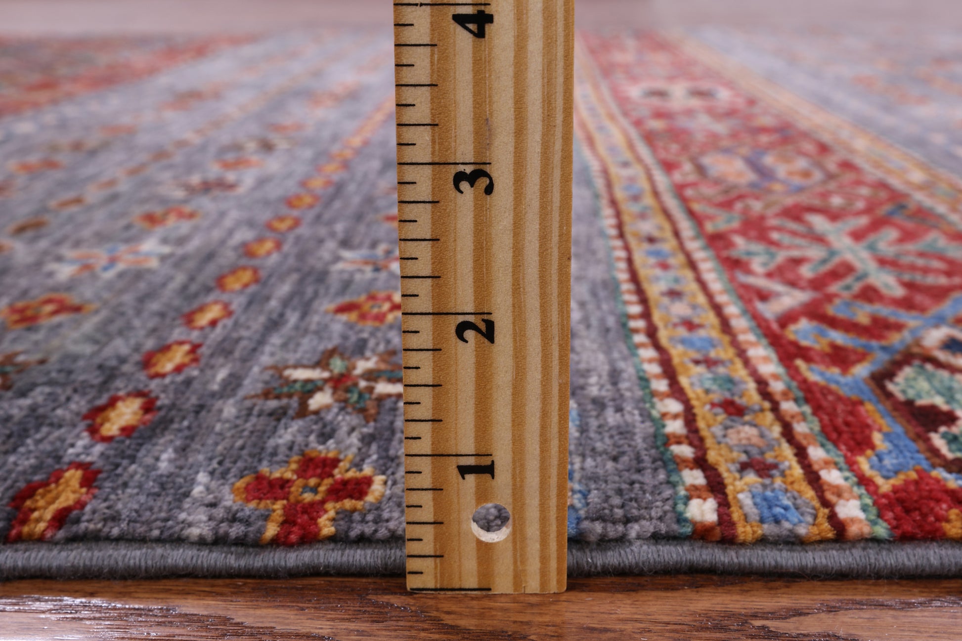 Grey Khorjin Persian Gabbeh Handmade Wool Rug - 4' 2" X 5' 11" - Golden Nile