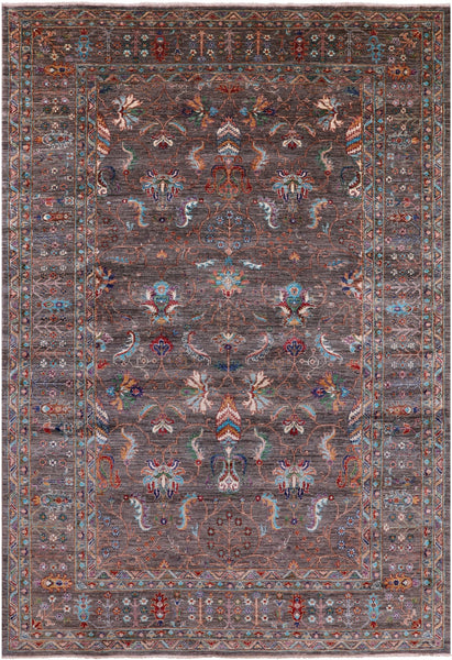 Peshawar Hand Knotted Wool Rug - 6' 10" X 9' 11" - Golden Nile