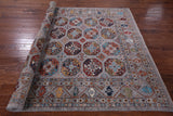 Grey Turkmen Ersari Hand Knotted Wool Rug - 6' 8" X 9' 8" - Golden Nile