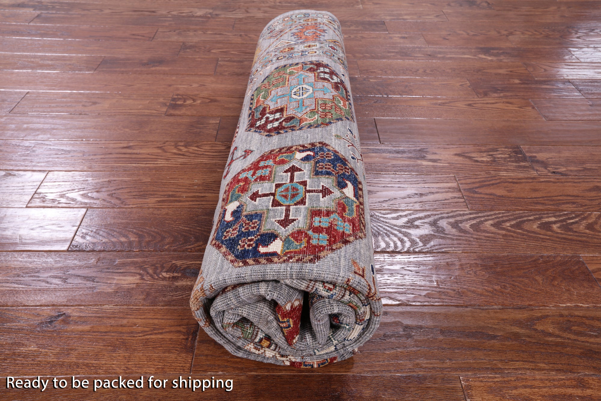 Grey Turkmen Ersari Hand Knotted Wool Rug - 6' 8" X 9' 8" - Golden Nile