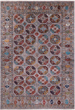 Grey Turkmen Ersari Hand Knotted Wool Rug - 6' 8" X 9' 8" - Golden Nile