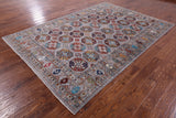 Grey Turkmen Ersari Hand Knotted Wool Rug - 6' 8" X 9' 8" - Golden Nile