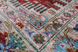 Grey Turkmen Ersari Hand Knotted Wool Rug - 5' 8" X 8' 0" - Golden Nile