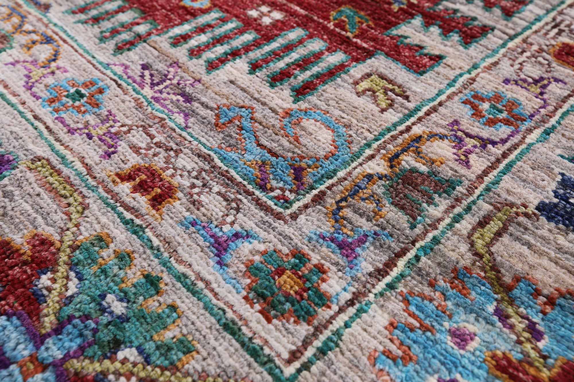 Grey Turkmen Ersari Hand Knotted Wool Rug - 5' 8" X 8' 0" - Golden Nile