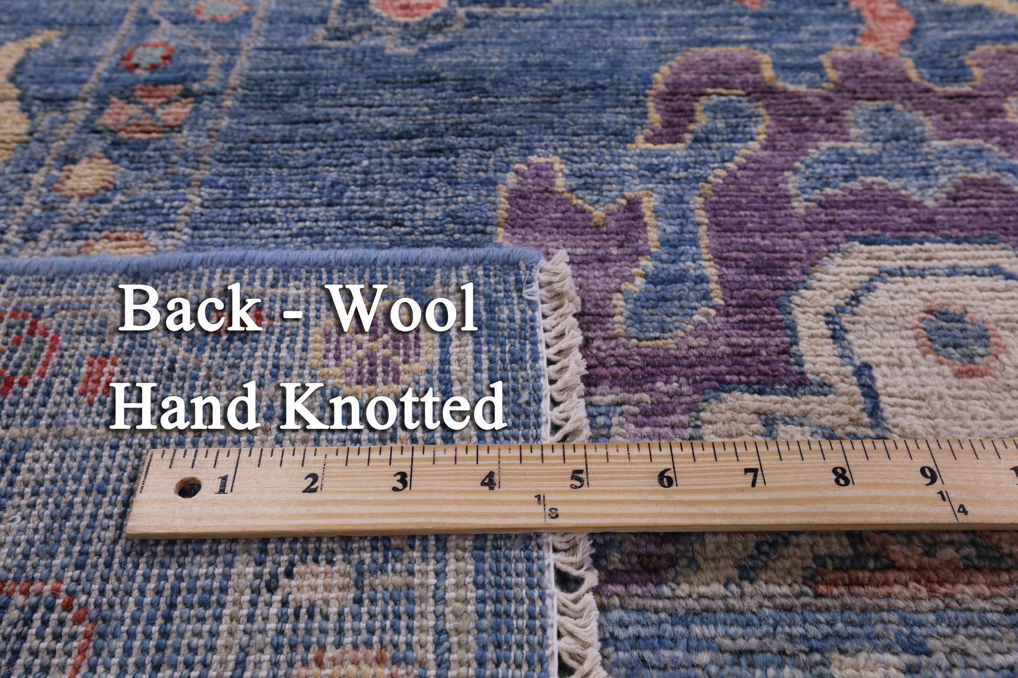Blue Turkish Oushak Hand Knotted Wool Rug - 8' 0" X 9' 10" - Golden Nile