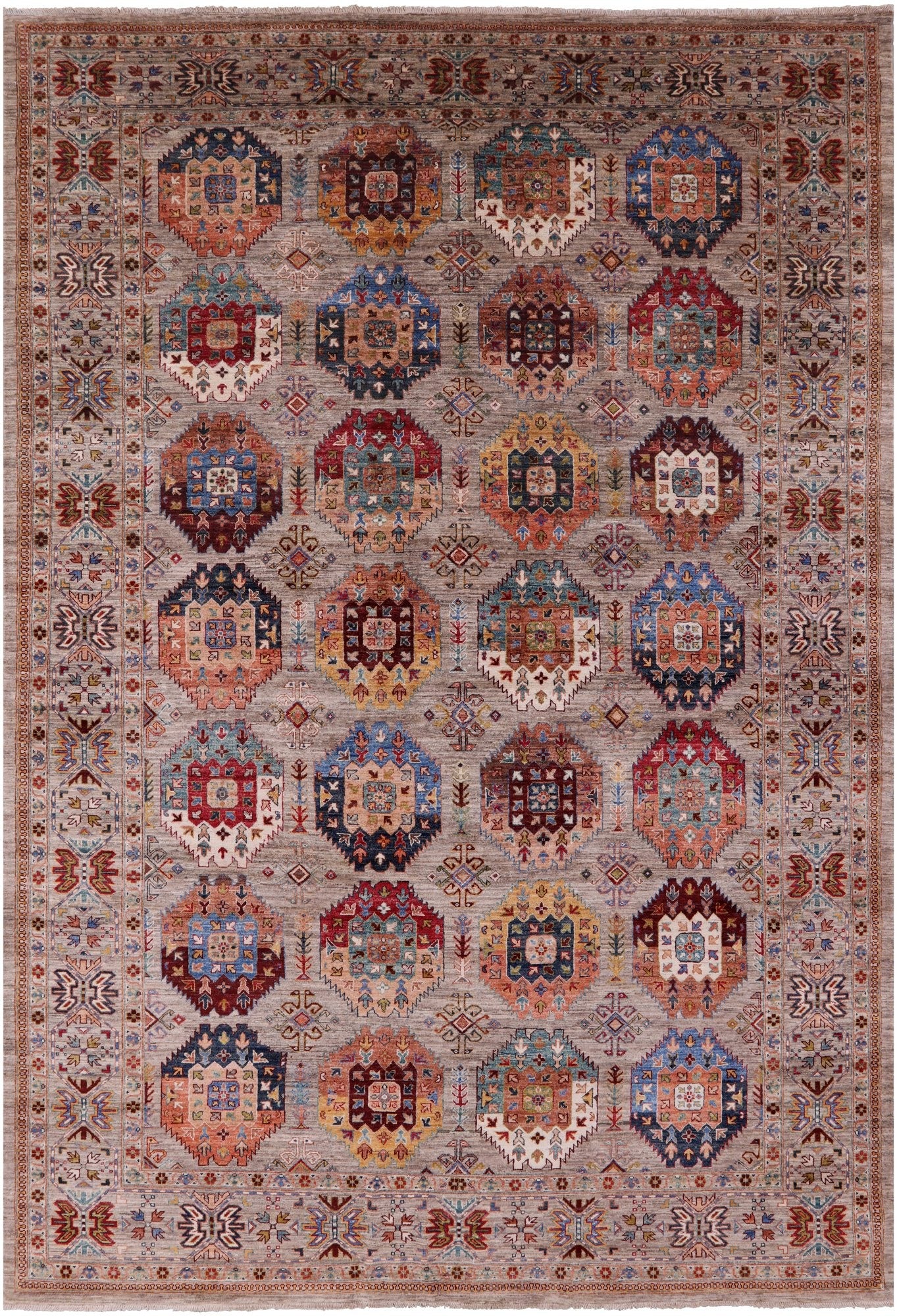 Turkmen Ersari Hand Knotted Wool Rug - 8' 0" X 11' 6" - Golden Nile