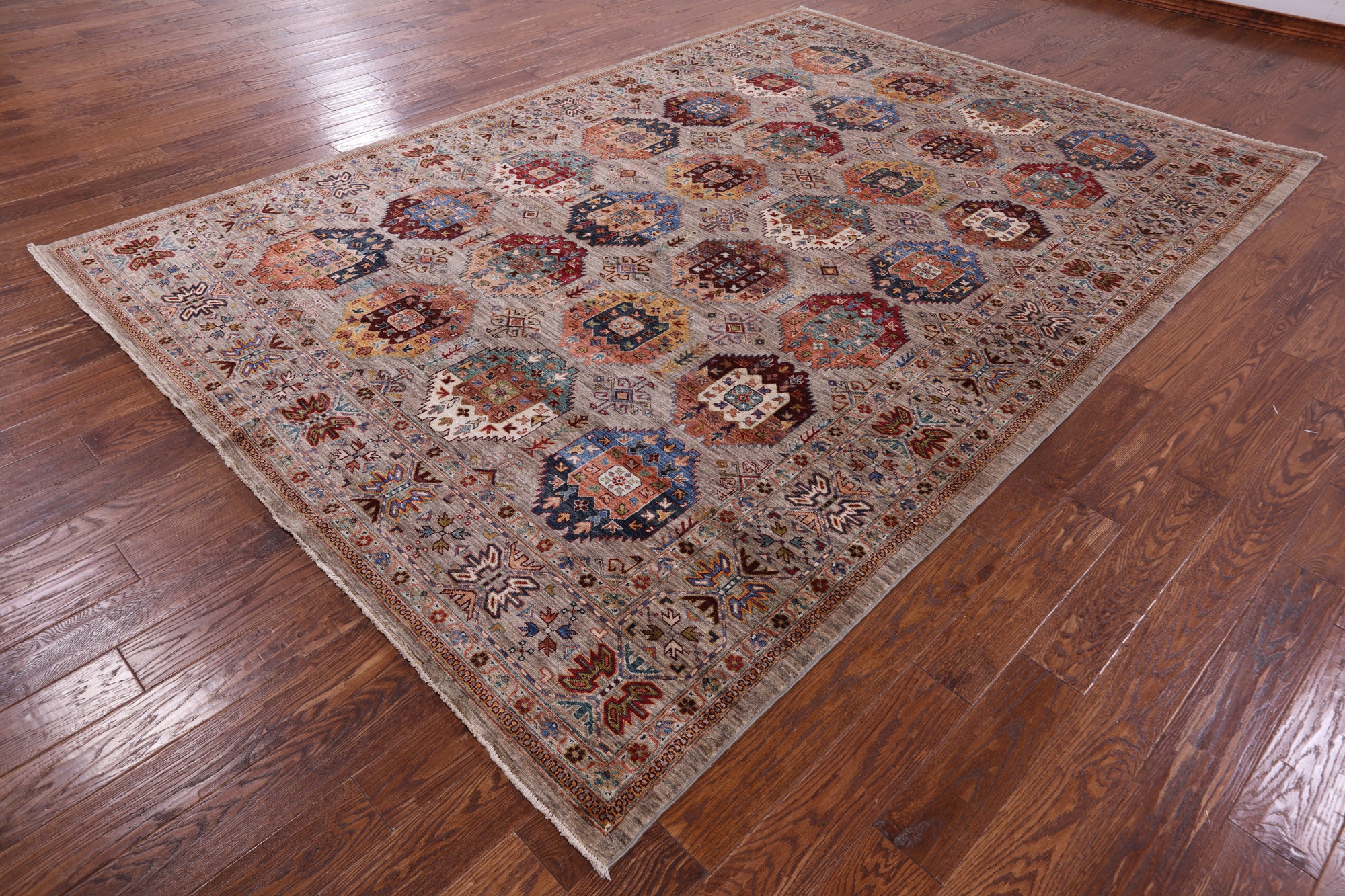 Turkmen Ersari Hand Knotted Wool Rug - 8' 0" X 11' 6" - Golden Nile