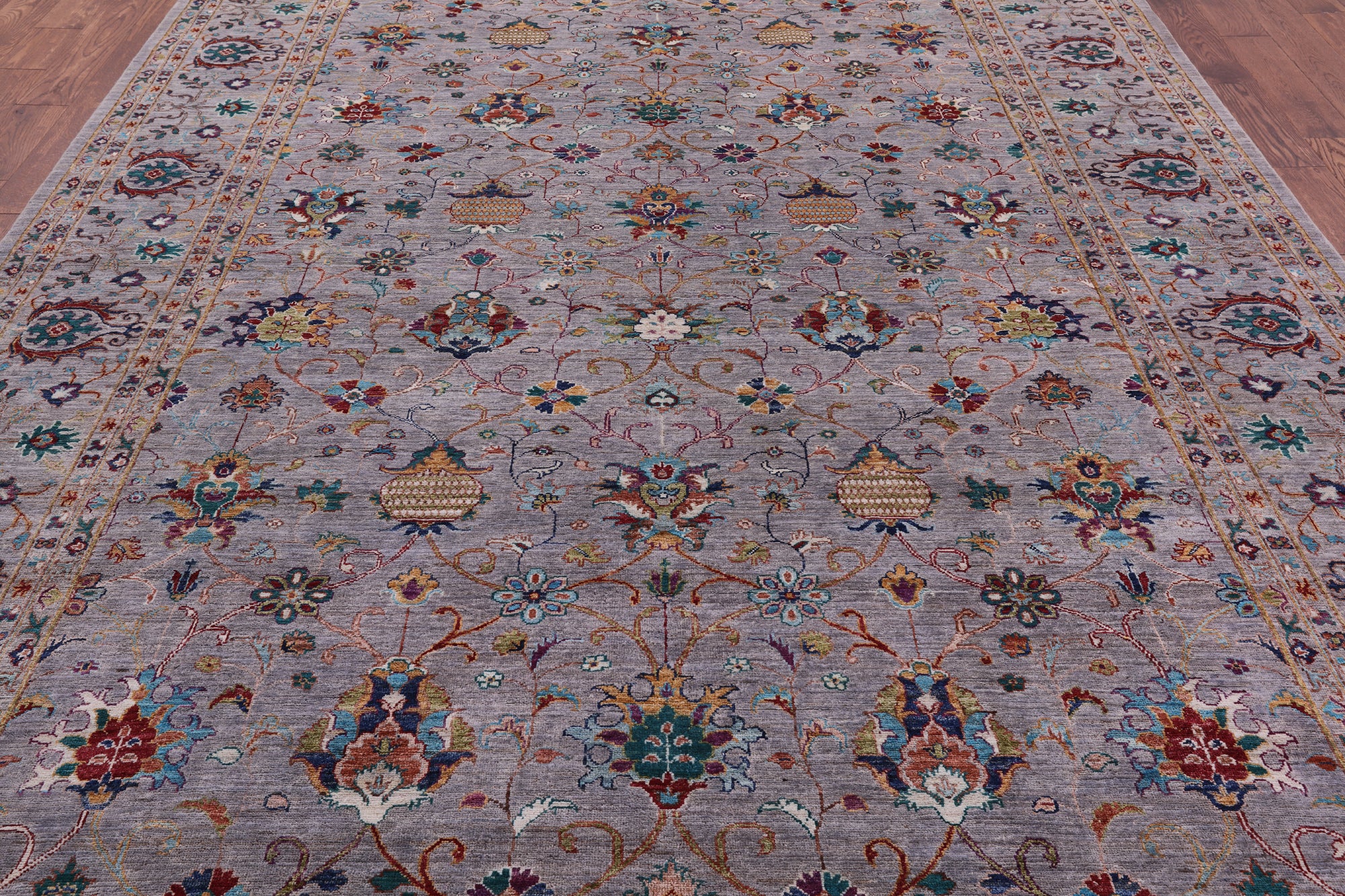Grey Peshawar Hand Knotted Wool Rug - 8' 11" X 12' 4" - Golden Nile