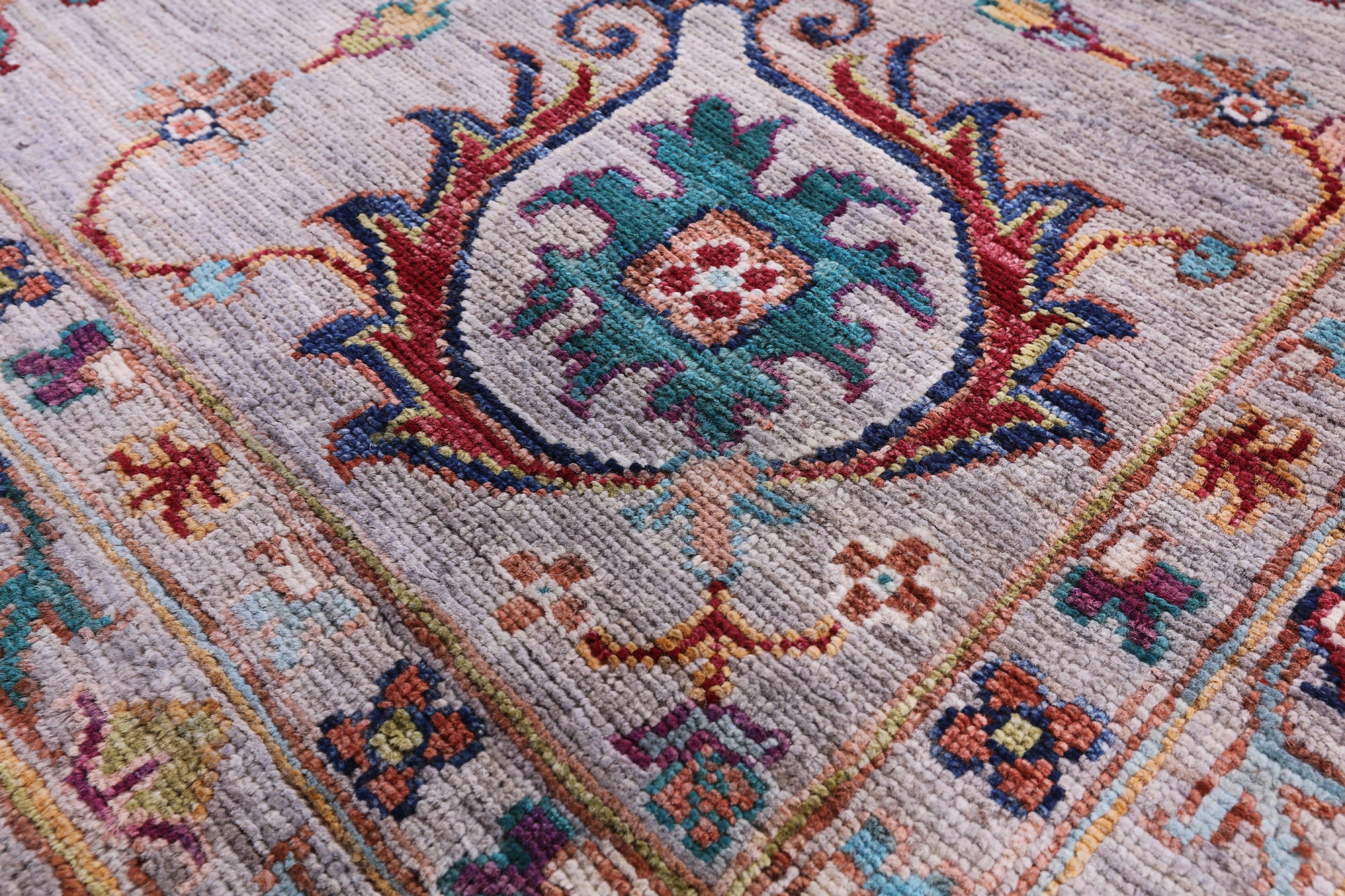 Grey Peshawar Hand Knotted Wool Rug - 8' 11" X 12' 4" - Golden Nile