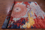Abstract Modern Mamluk Hand Knotted Wool Rug - 9' 1" X 11' 8" - Golden Nile