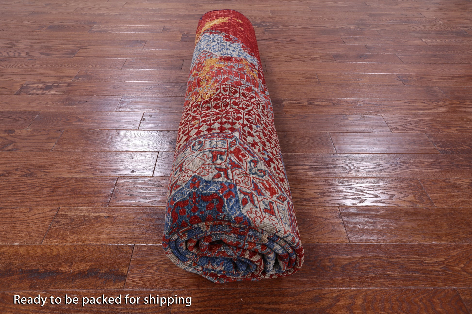 Abstract Modern Mamluk Hand Knotted Wool Rug - 9' 1" X 11' 8" - Golden Nile