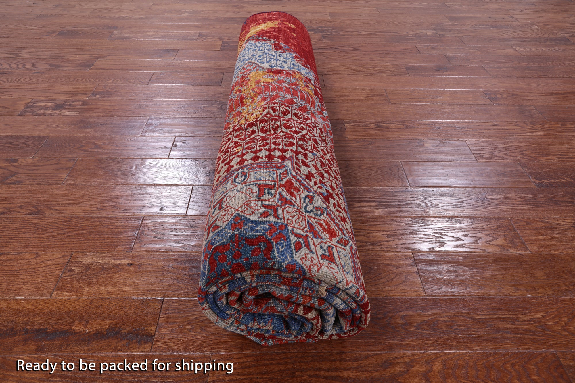 Abstract Modern Mamluk Hand Knotted Wool Rug - 9' 1" X 11' 8" - Golden Nile