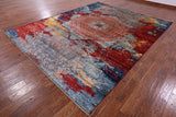 Abstract Modern Mamluk Hand Knotted Wool Rug - 9' 1" X 11' 8" - Golden Nile