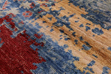 Abstract Modern Mamluk Hand Knotted Wool Rug - 9' 1" X 11' 8" - Golden Nile
