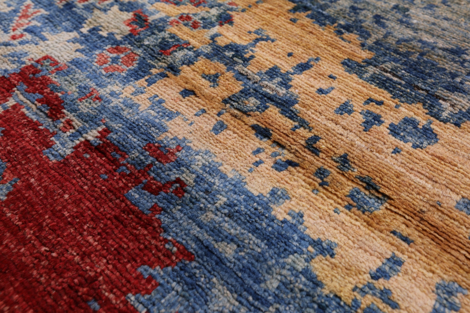 Abstract Modern Mamluk Hand Knotted Wool Rug - 9' 1" X 11' 8" - Golden Nile