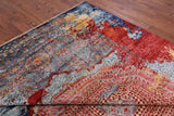 Abstract Modern Mamluk Hand Knotted Wool Rug - 9' 1" X 11' 8" - Golden Nile