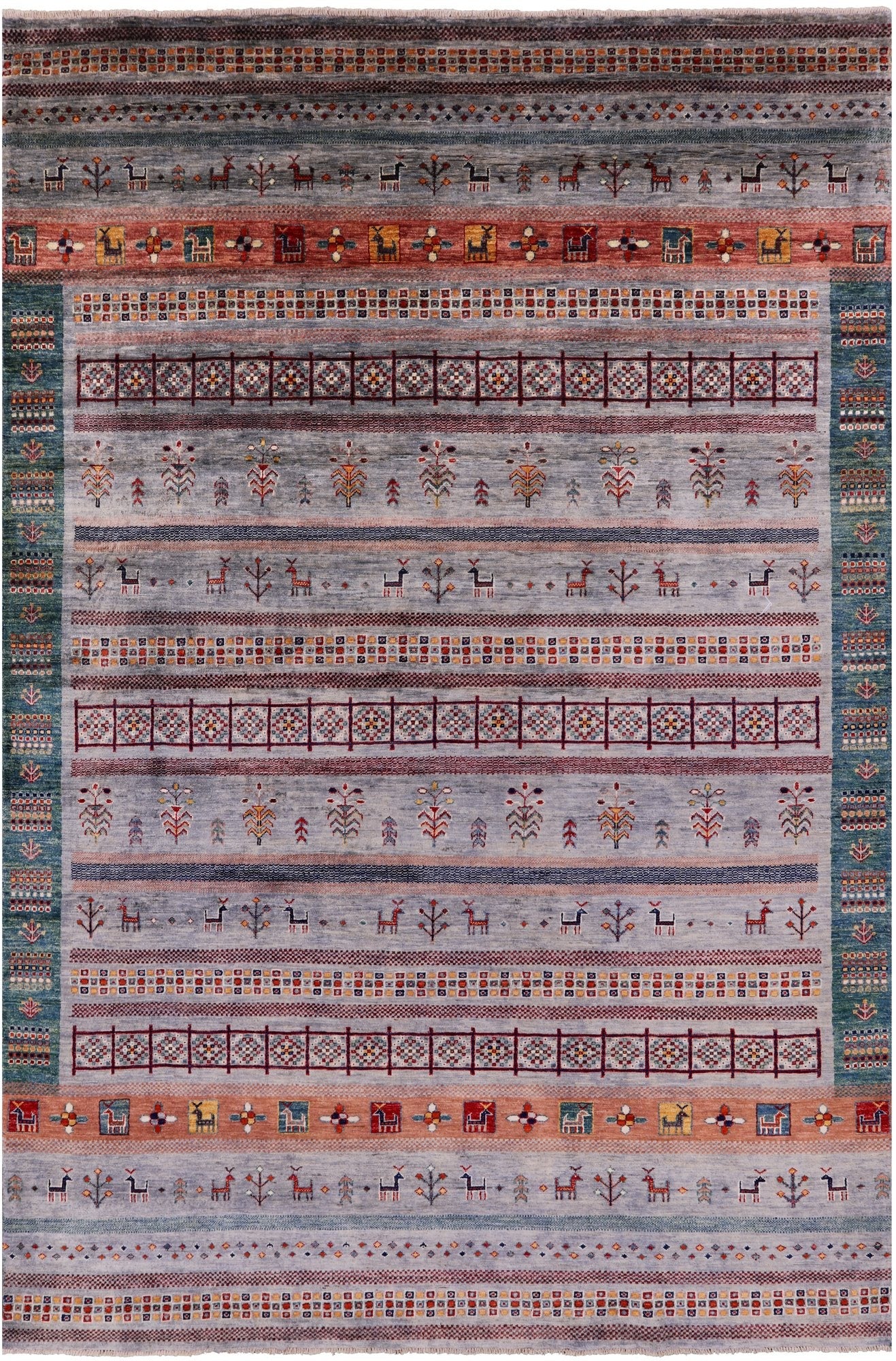 Tribal Persian Gabbeh Handmade Wool Rug - 6' 6" X 9' 11" - Golden Nile