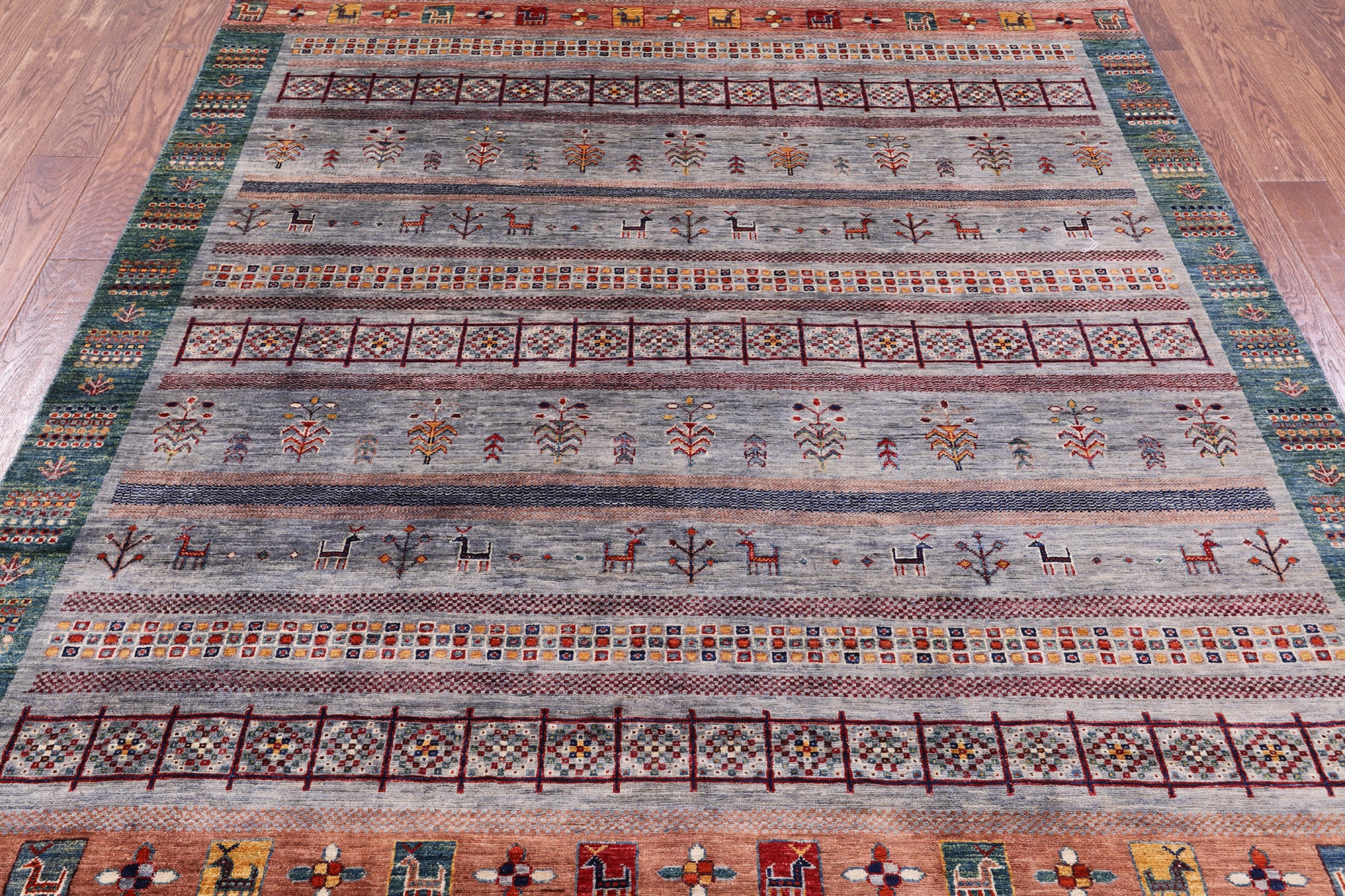 Tribal Persian Gabbeh Handmade Wool Rug - 6' 6" X 9' 11" - Golden Nile