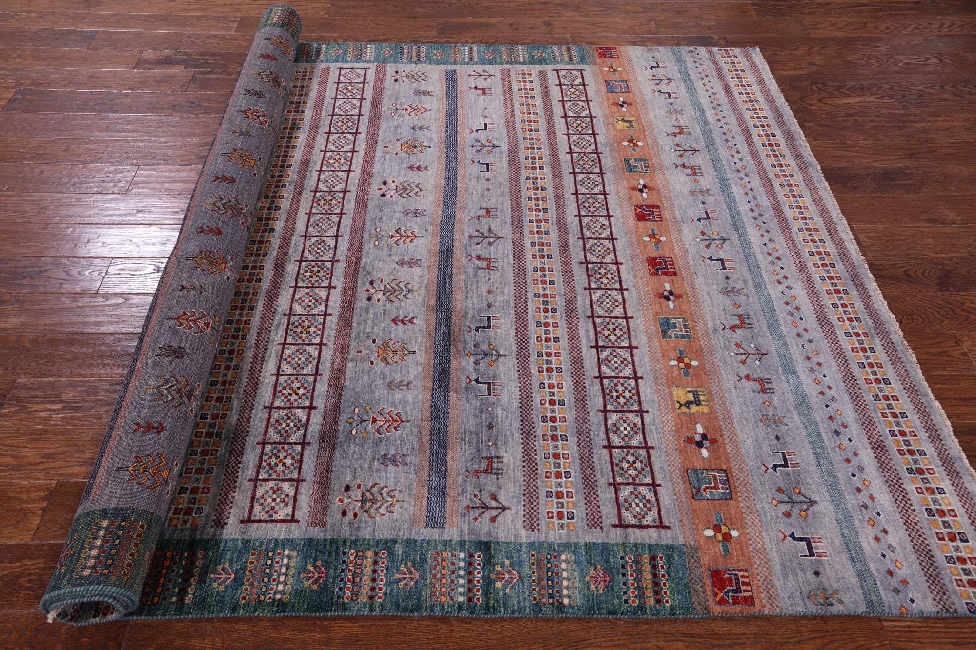 Tribal Persian Gabbeh Handmade Wool Rug - 6' 6" X 9' 11" - Golden Nile