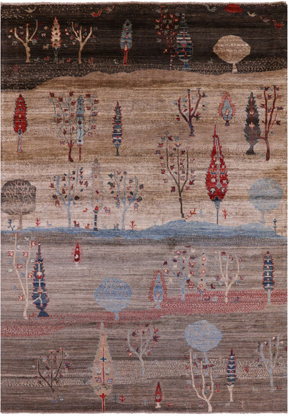 Tribal Persian Gabbeh Handmade Wool Rug - 5' 10" X 8' 5" - Golden Nile