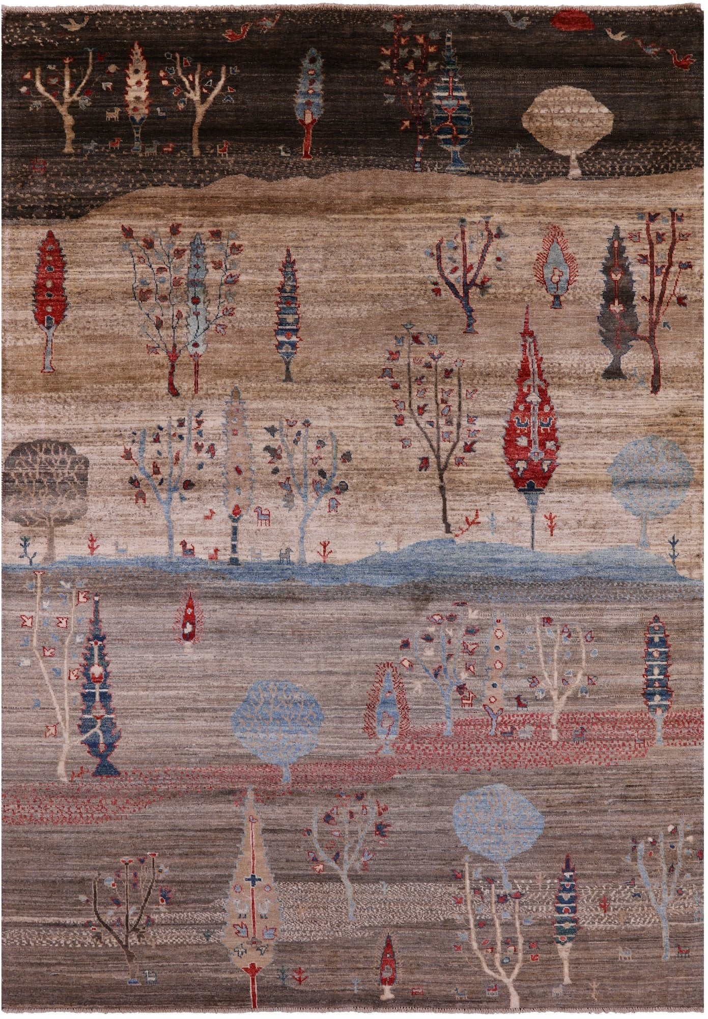 Tribal Persian Gabbeh Handmade Wool Rug - 5' 10" X 8' 5" - Golden Nile