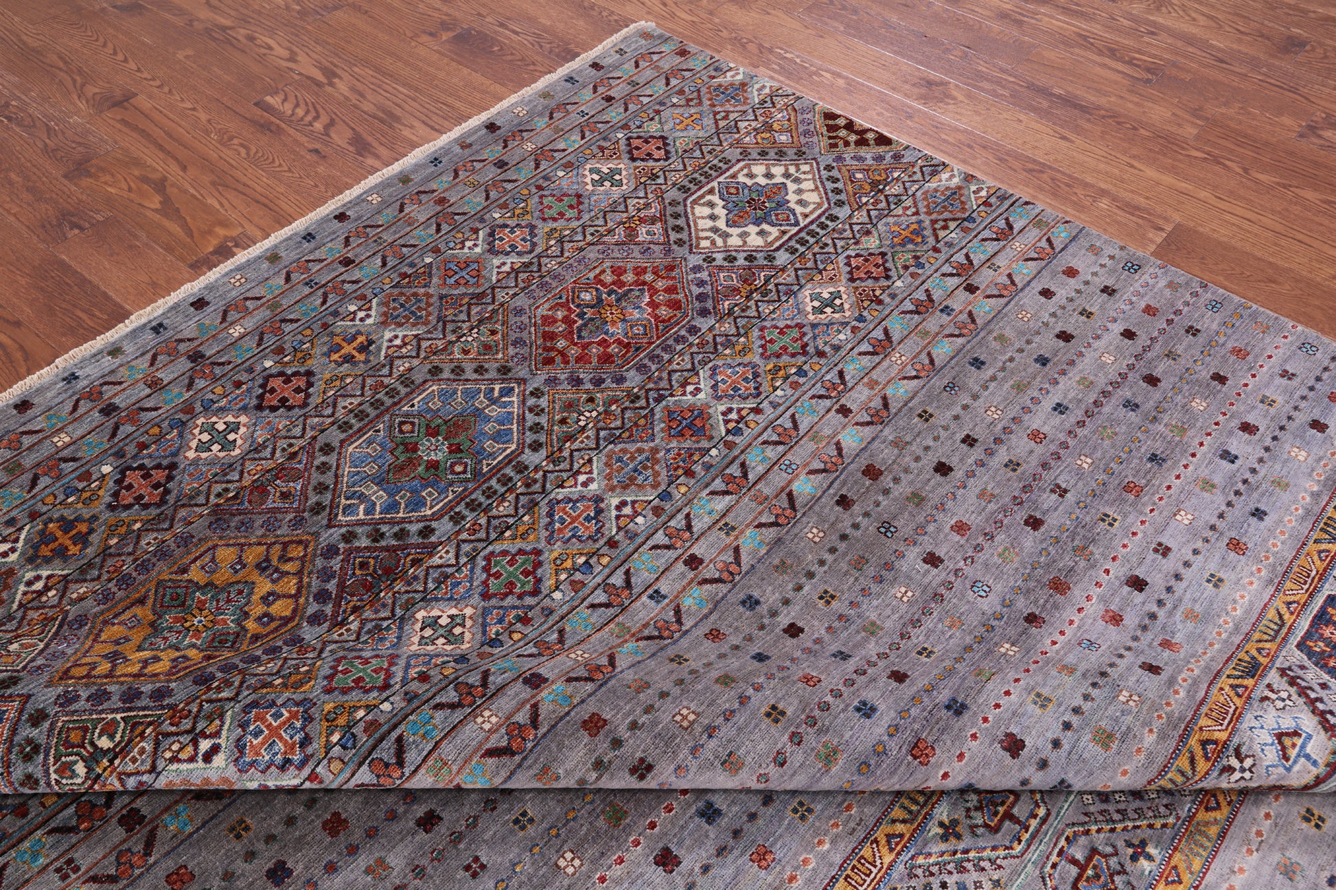 Khorjin Persian Gabbeh Hand Knotted Wool Rug - 8' 10" X 11' 10" - Golden Nile