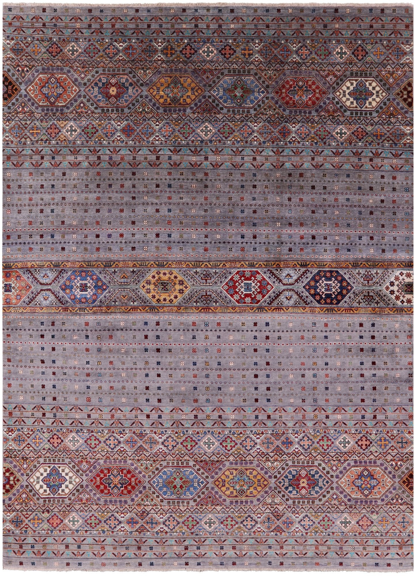 Khorjin Persian Gabbeh Hand Knotted Wool Rug - 8' 10" X 11' 10" - Golden Nile