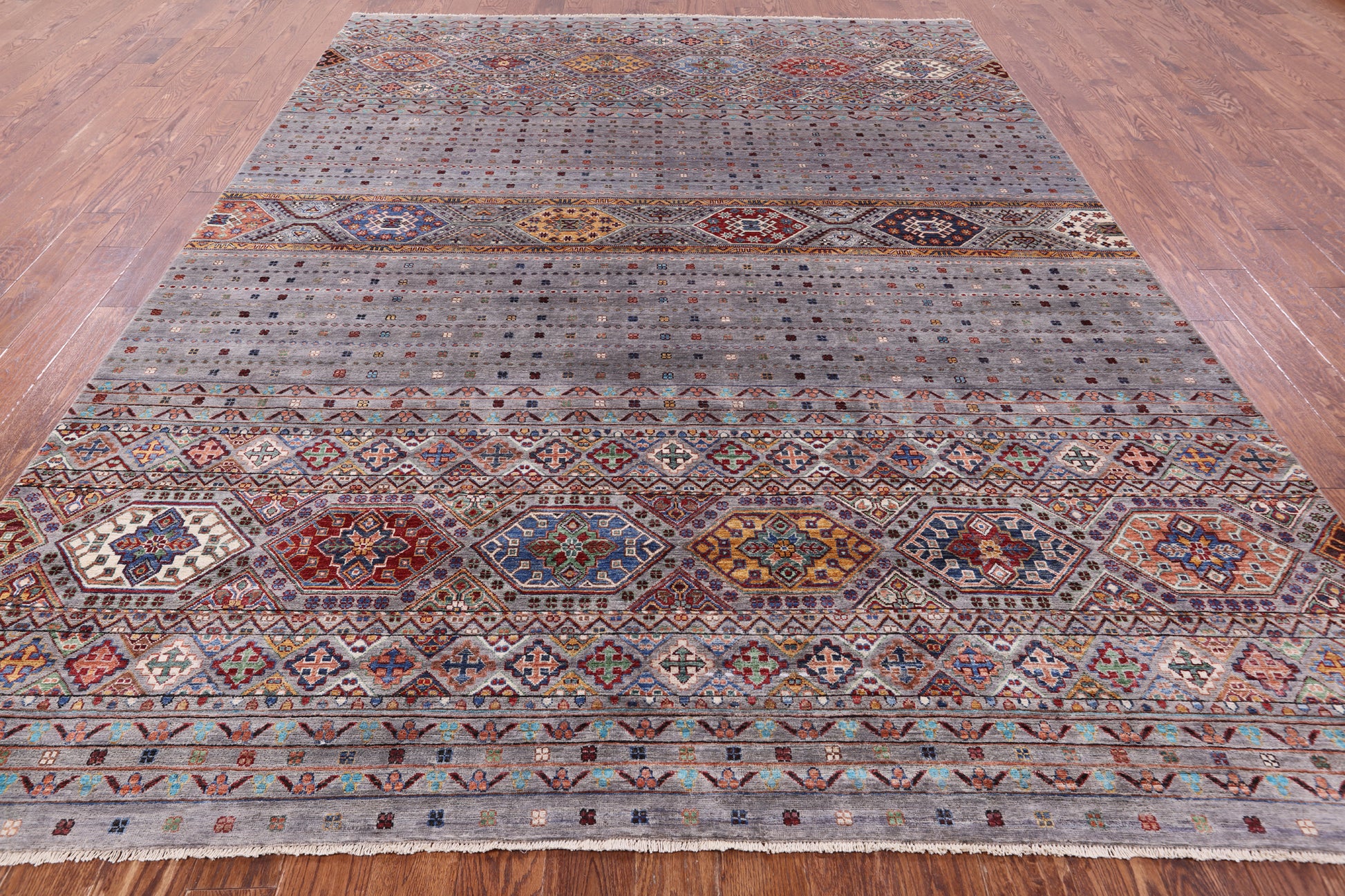 Khorjin Persian Gabbeh Hand Knotted Wool Rug - 8' 10" X 11' 10" - Golden Nile