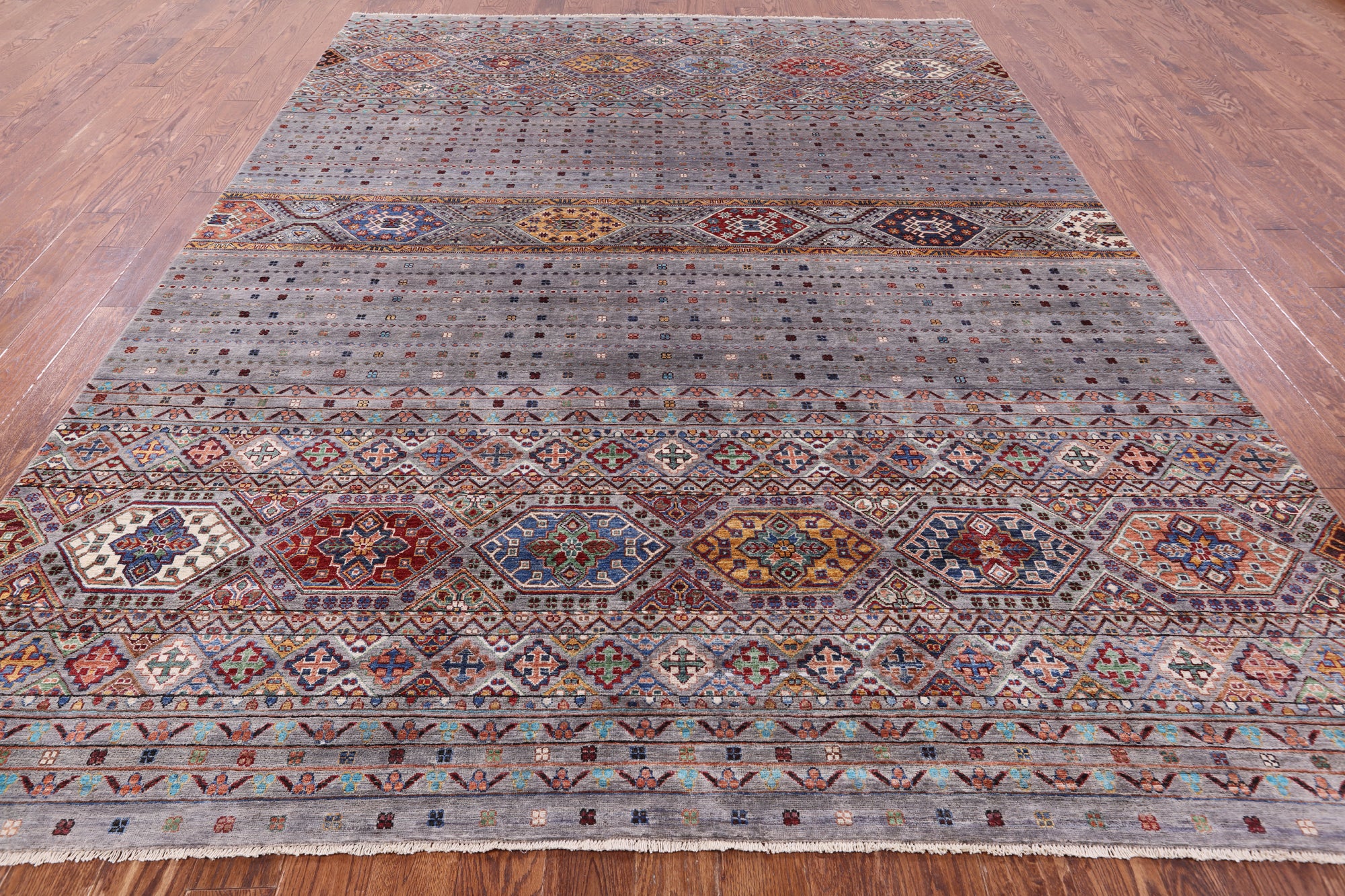 Khorjin Persian Gabbeh Hand Knotted Wool Rug - 8' 10" X 11' 10" - Golden Nile