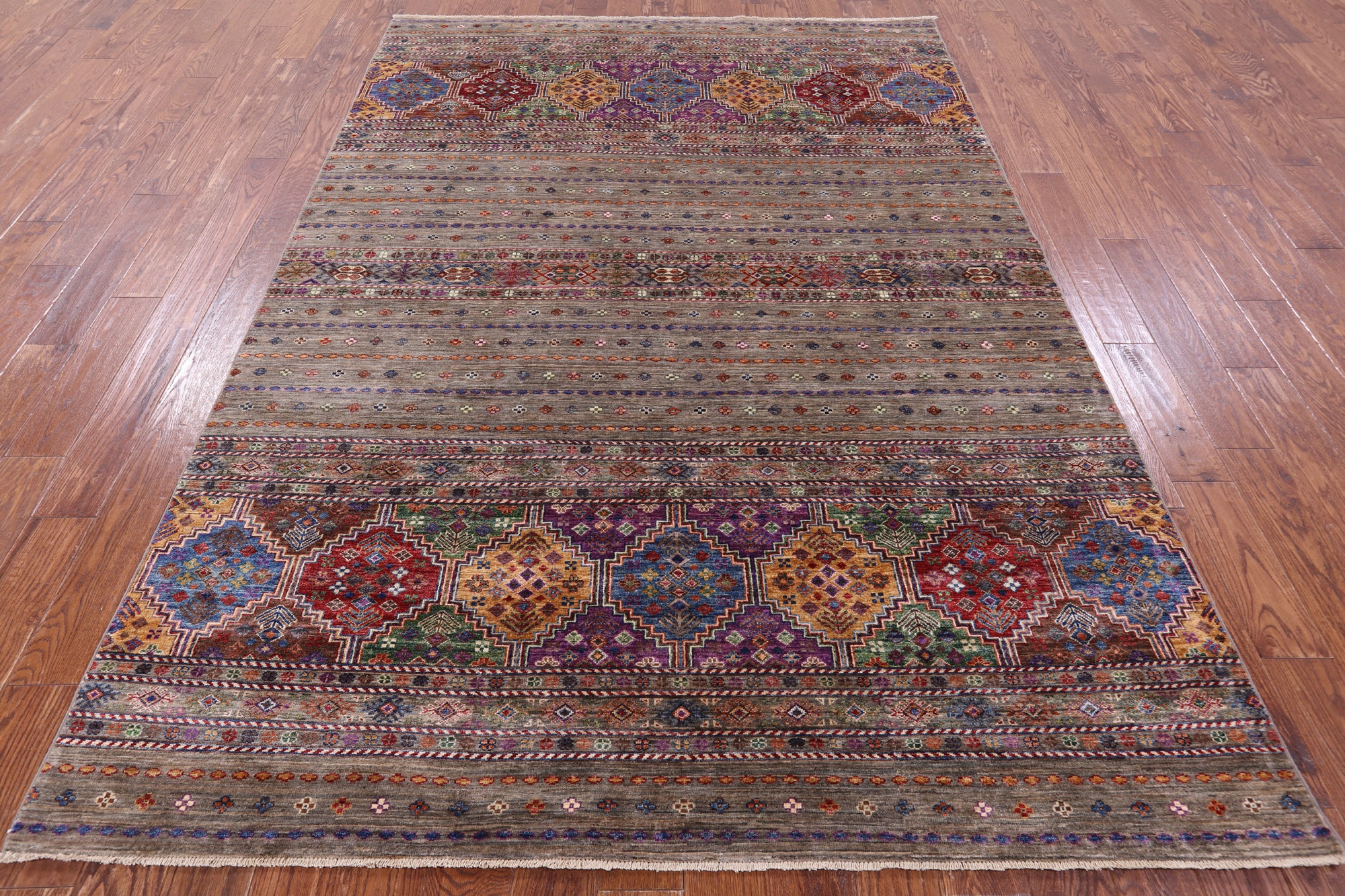 Khorjin Persian Gabbeh Hand Knotted Wool Rug - 6' 7" X 9' 6" - Golden Nile