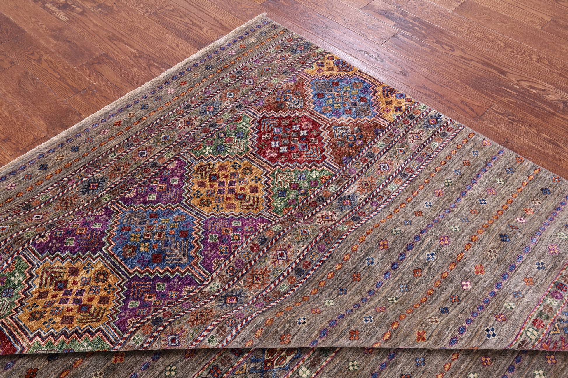 Khorjin Persian Gabbeh Hand Knotted Wool Rug - 6' 7" X 9' 6" - Golden Nile