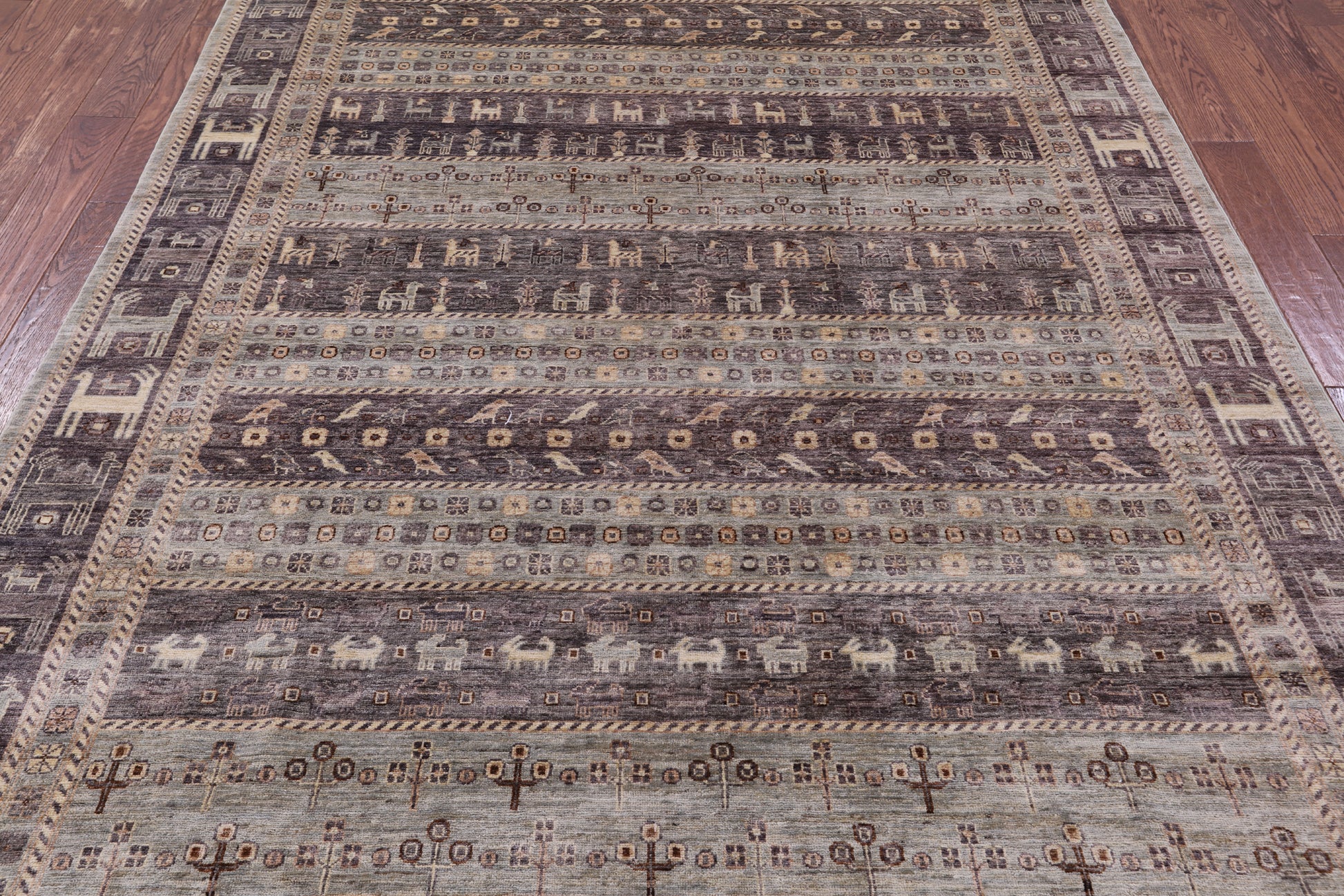 Tribal Persian Gabbeh Handmade Wool Rug - 6' 9" X 9' 11" - Golden Nile