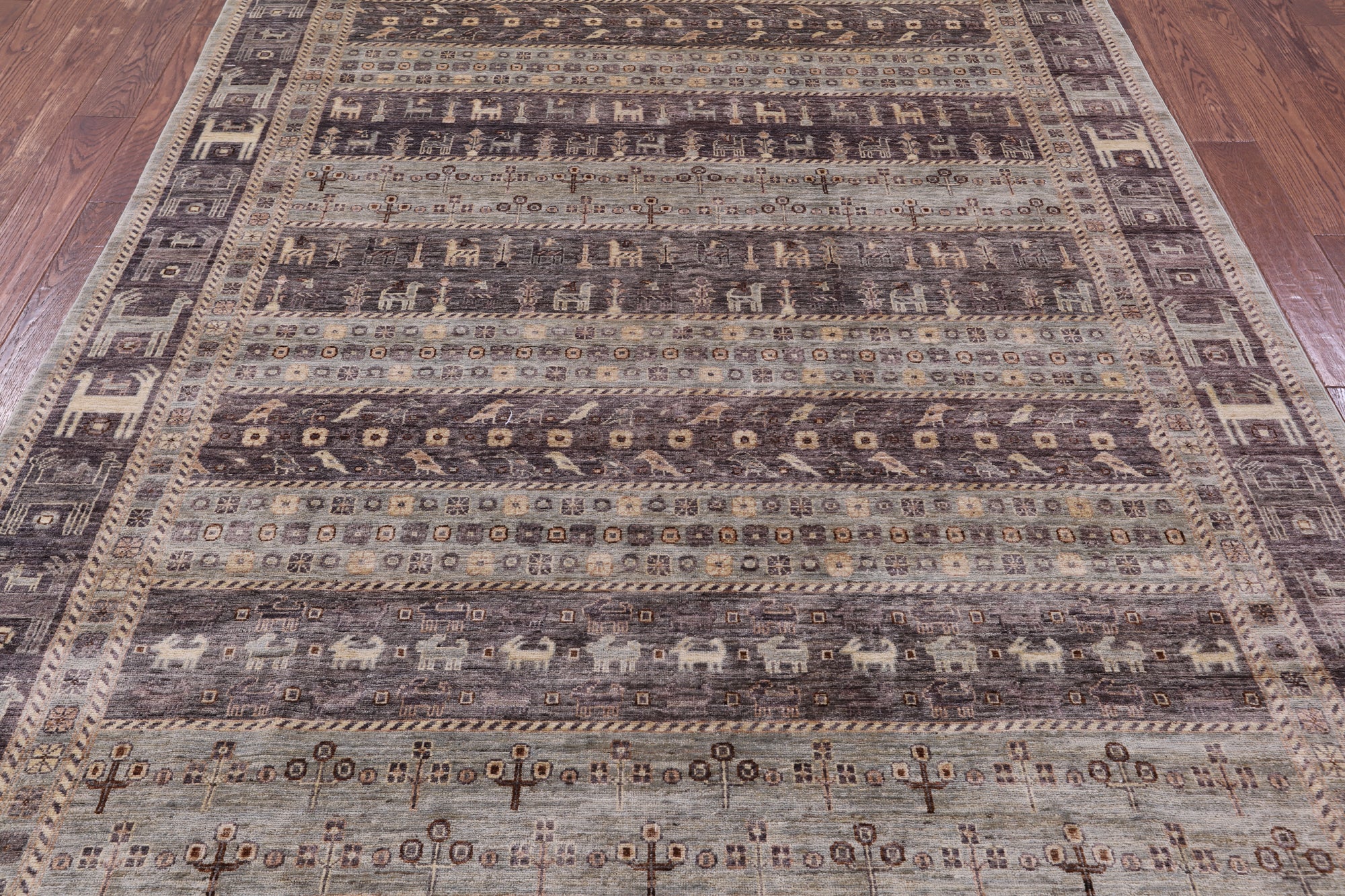Tribal Persian Gabbeh Handmade Wool Rug - 6' 9" X 9' 11" - Golden Nile