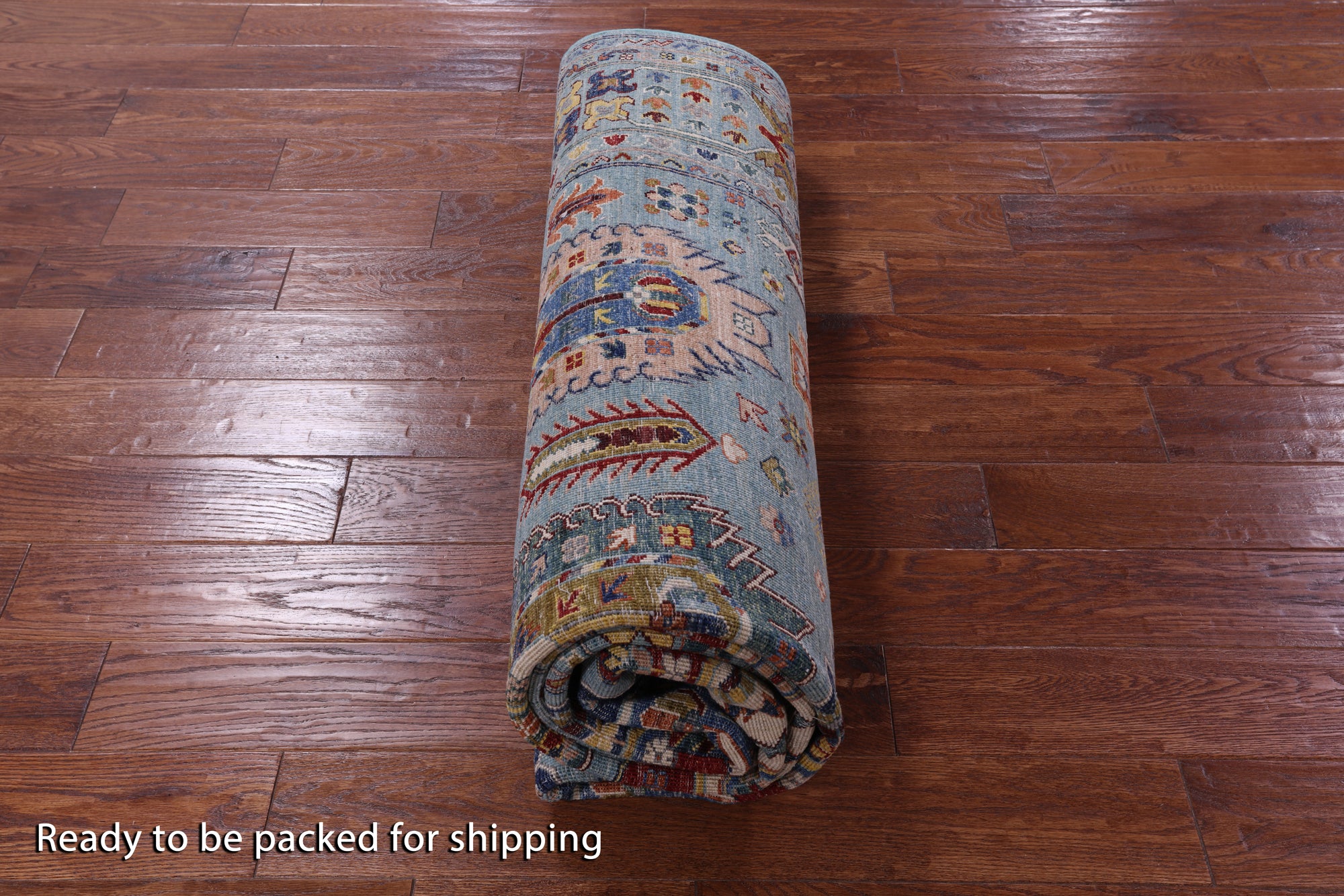 Blue Turkmen Ersari Hand Knotted Wool Rug - 6' 10" X 9' 11" - Golden Nile