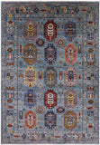 Blue Turkmen Ersari Hand Knotted Wool Rug - 6' 10" X 9' 11" - Golden Nile