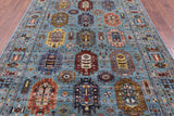 Blue Turkmen Ersari Hand Knotted Wool Rug - 6' 10" X 9' 11" - Golden Nile