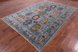Blue Turkmen Ersari Hand Knotted Wool Rug - 6' 10" X 9' 11" - Golden Nile